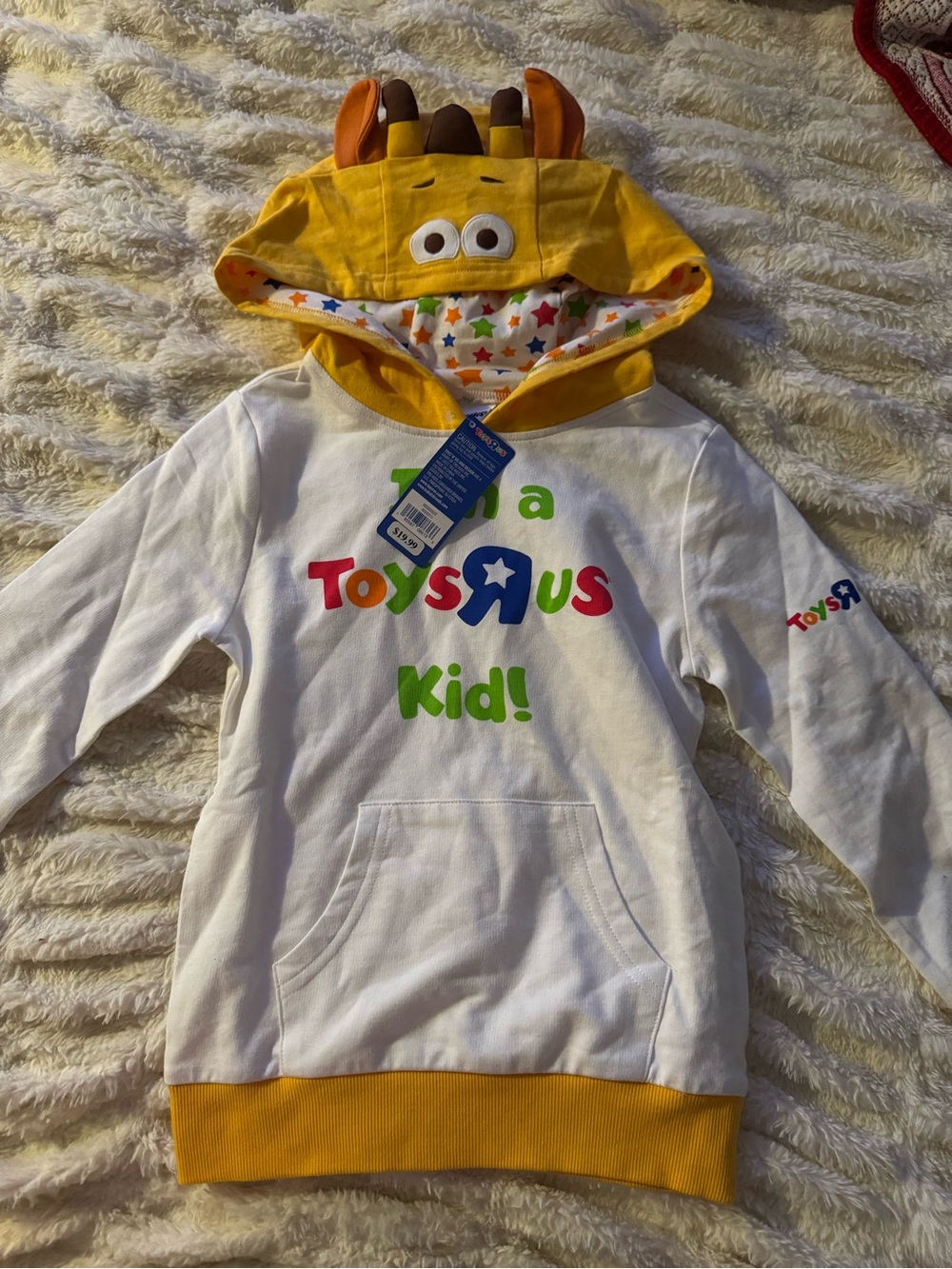 Kids' White & Yellow Giraffe Hooded Sweatshirt